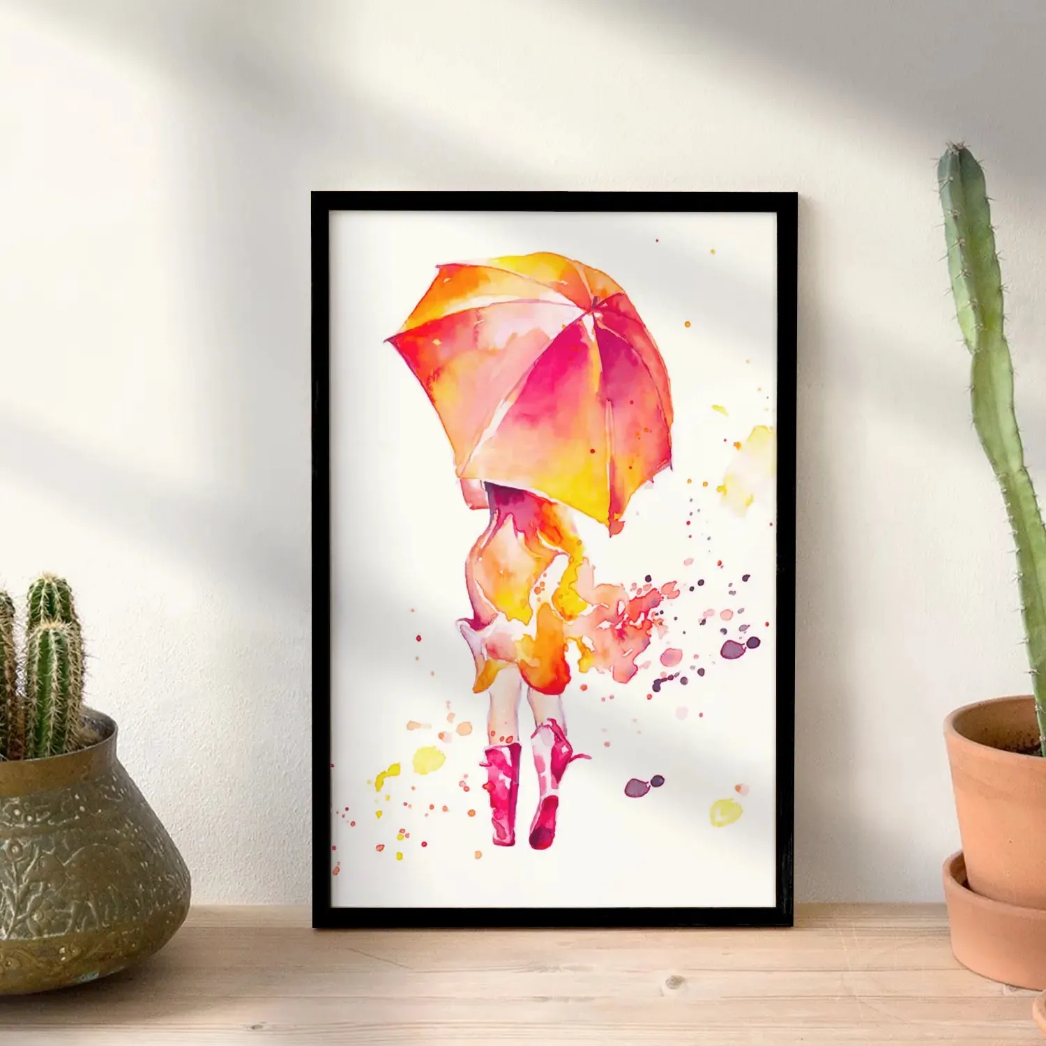 A Girl With Umbrella Colourful Artwork