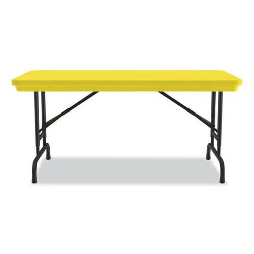 Adjustable Folding Table, Rectangular, 48" X 24" X 22" To 32", Yellow Top, Black Legs, 4/pallet