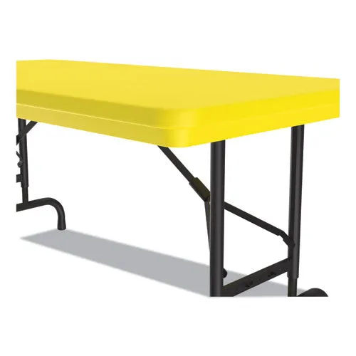 Adjustable Folding Table, Rectangular, 48" X 24" X 22" To 32", Yellow Top, Black Legs, 4/pallet