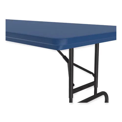 Adjustable Folding Tables, Rectangular, 60" X 30" X 22" To 32", Blue Top, Black Legs, 4/pallet