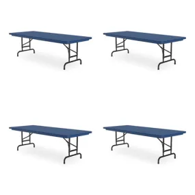 Adjustable Folding Tables, Rectangular, 60" X 30" X 22" To 32", Blue Top, Black Legs, 4/pallet