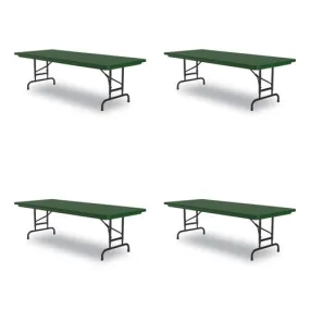 Adjustable Folding Tables, Rectangular, 60" X 30" X 22" To 32", Green Top, Black Legs, 4/pallet