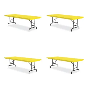 Adjustable Folding Tables, Rectangular, 60" X 30" X 22" To 32", Yellow Top, Black Legs, 4/pallet
