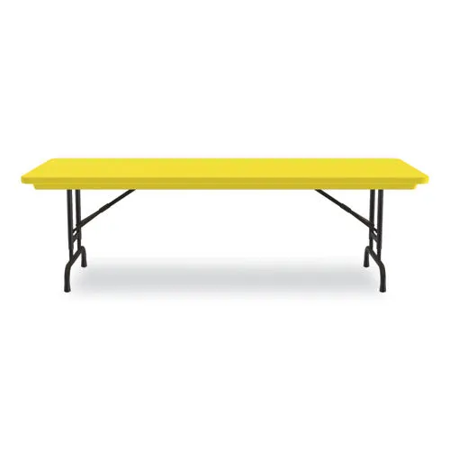 Adjustable Folding Tables, Rectangular, 60" X 30" X 22" To 32", Yellow Top, Black Legs, 4/pallet