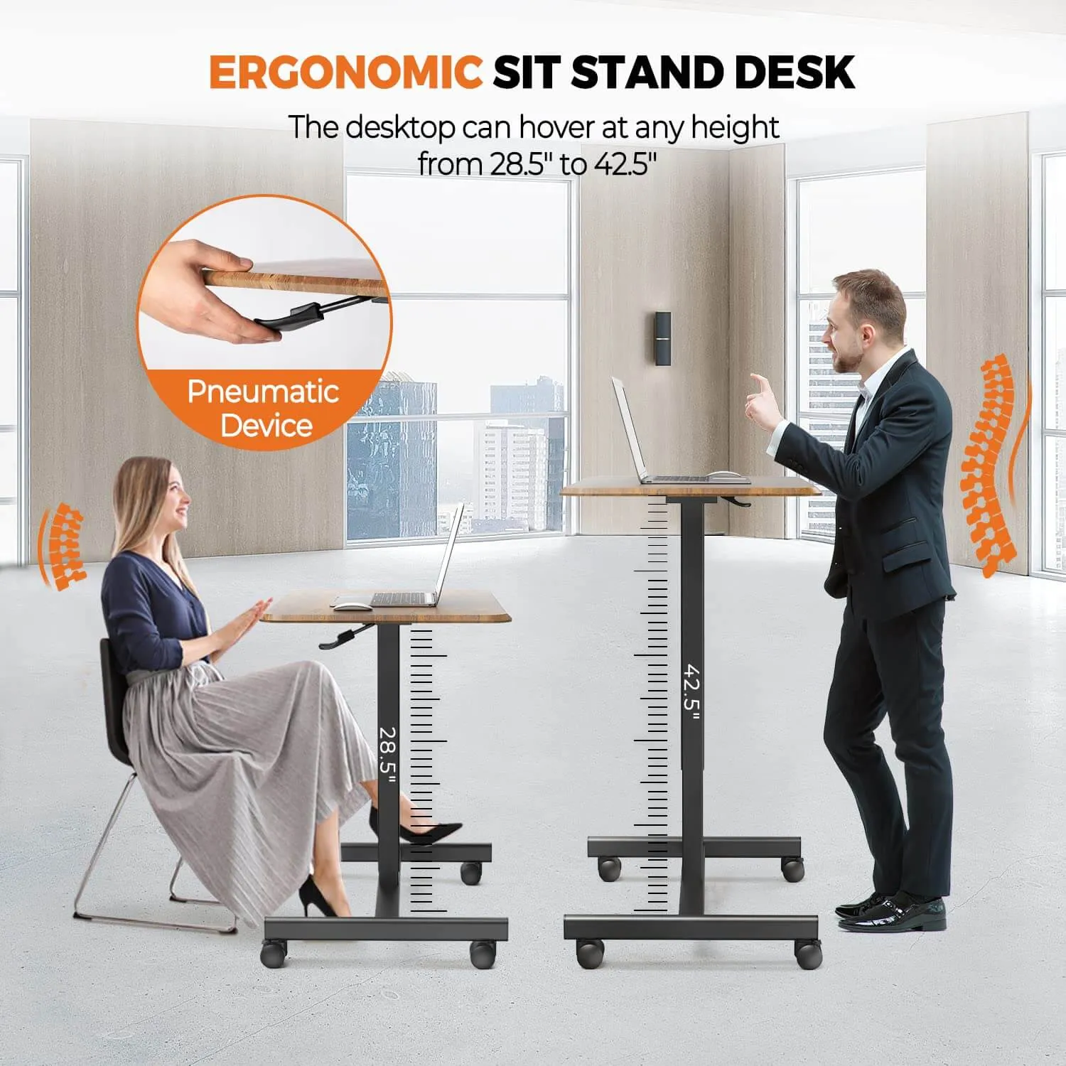 Adjustable Rolling Desk Laptop Computer Cart for Home, Office, Classroom,Overbed Table