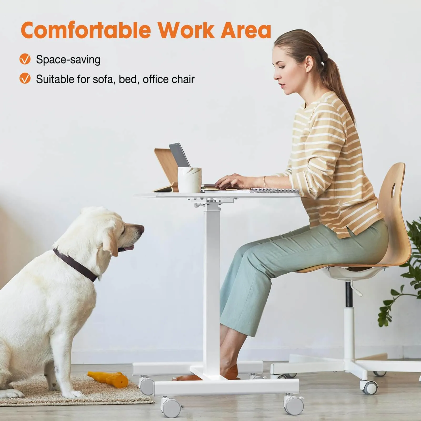 Adjustable Rolling Desk Laptop Computer Cart for Home, Office, Classroom,Overbed Table