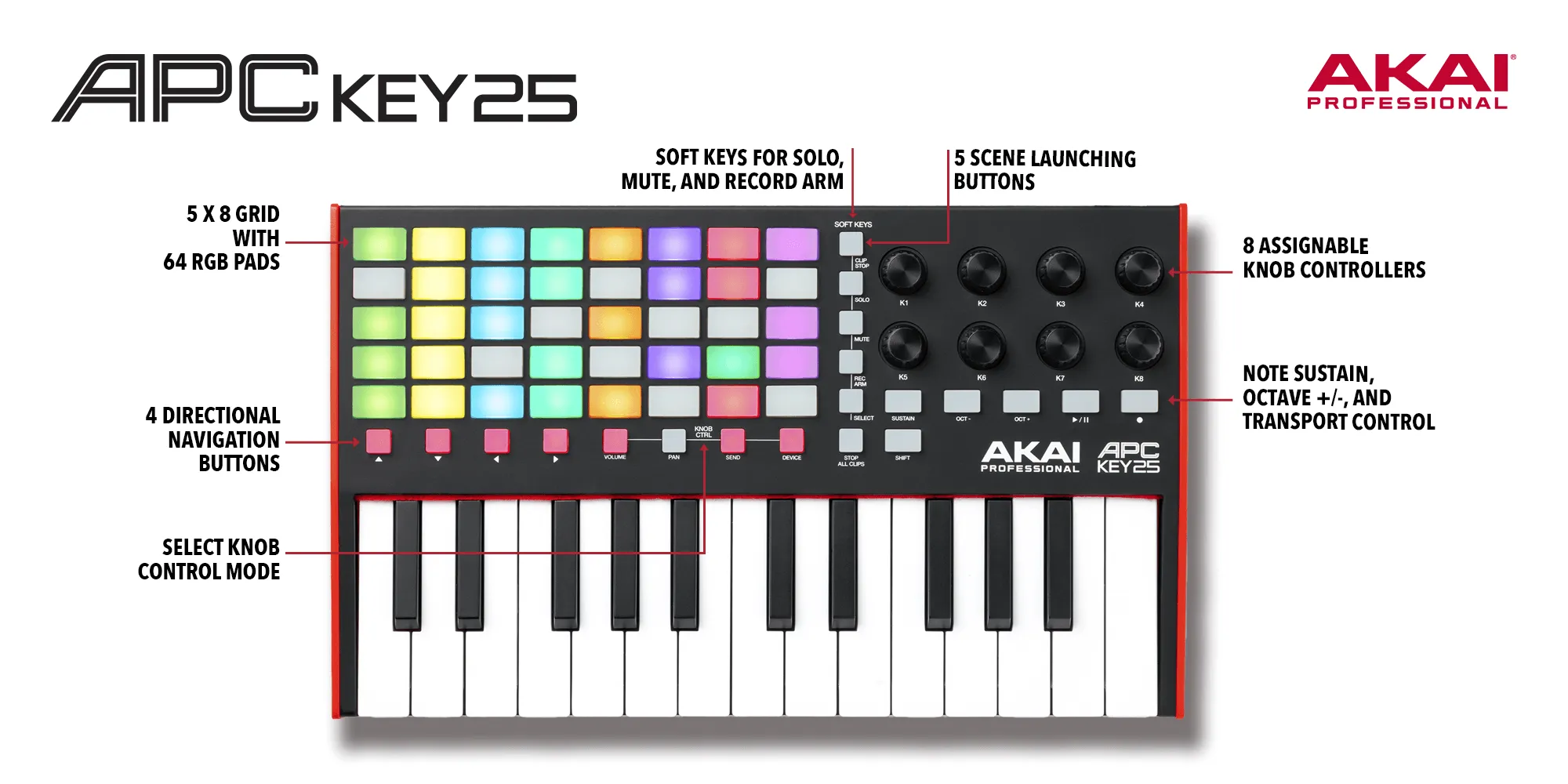 Akai Professional APC Key 25 MK2 - 25-Key USB MIDI Keyboard Controller