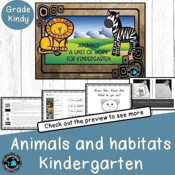Animals and their habitats Unit for kindergarten