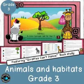 Animals and their Habitats Unit including activities for Giraffes can't Dance