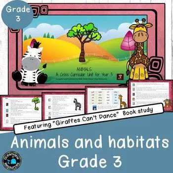Animals and their Habitats Unit including activities for Giraffes can't Dance