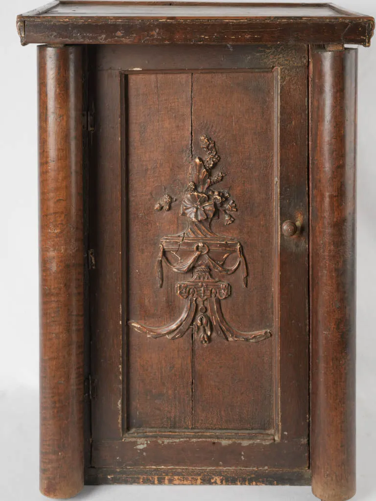 Antique French church pedestal cabinet 31"