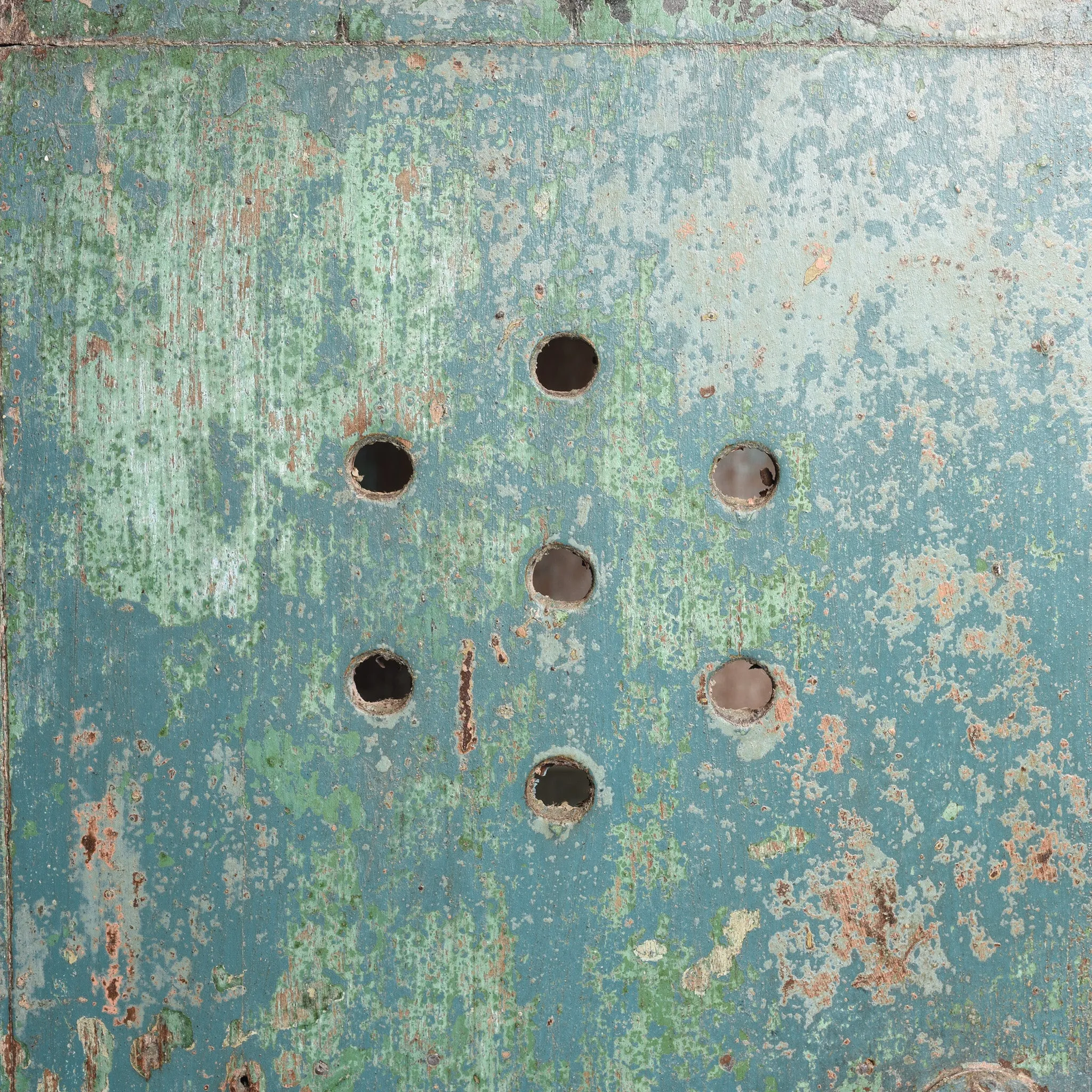 Aqua Painted Teak Glazed Wall Cabinet - Ca 1930