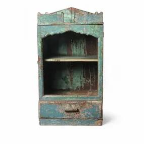 Aqua Painted Teak Glazed Wall Cabinet - Ca 1930