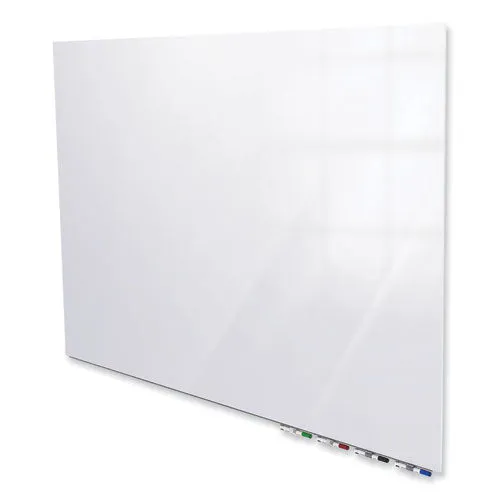 Aria Low-profile Frameless Magnetic Glassboard, 72" X 48", White Surface
