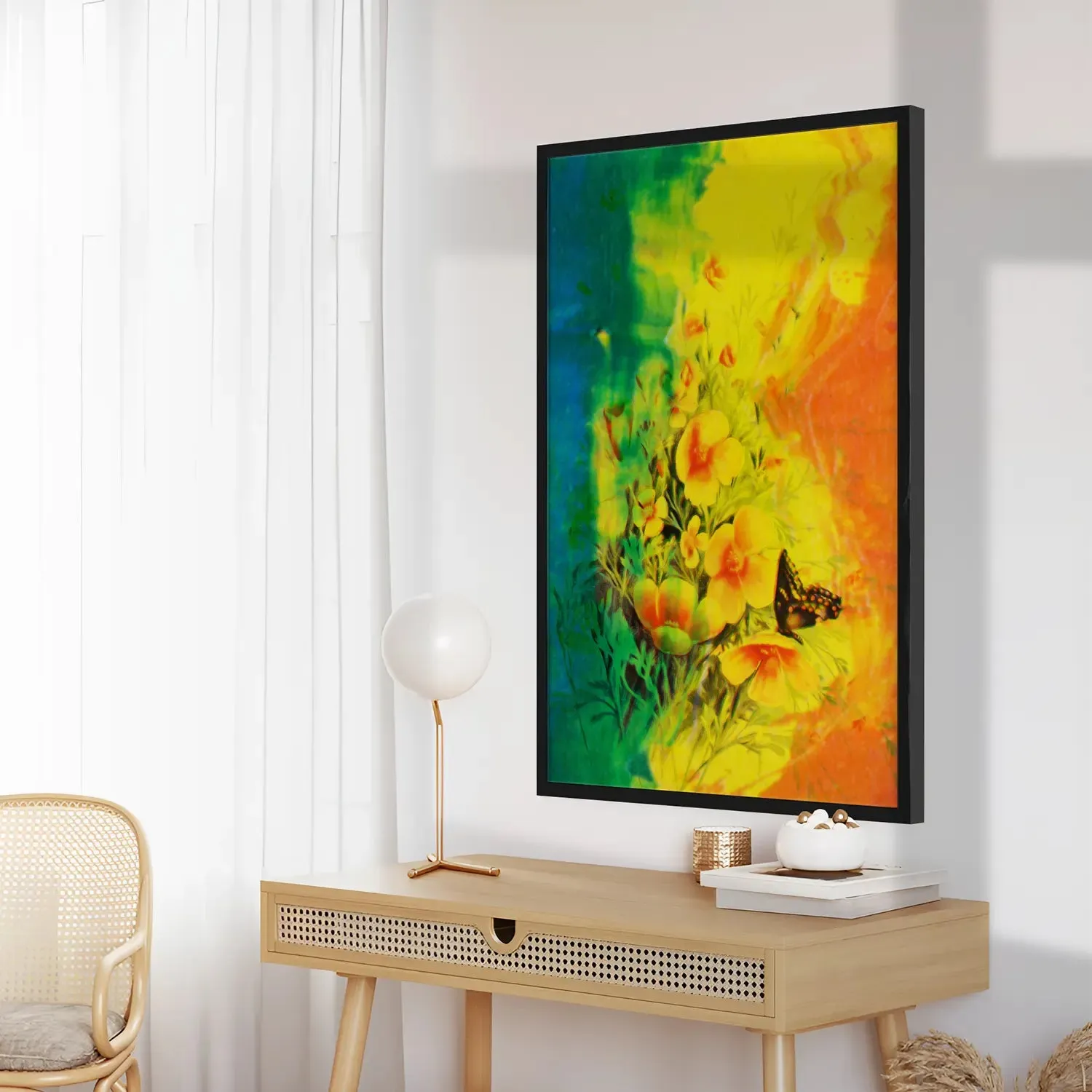 Artwork Of Beautiful Flowers And Butterfly