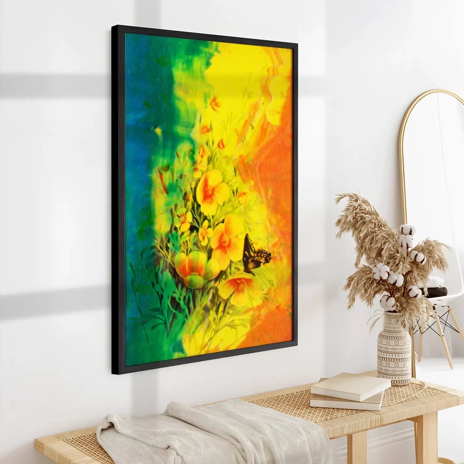 Artwork Of Beautiful Flowers And Butterfly