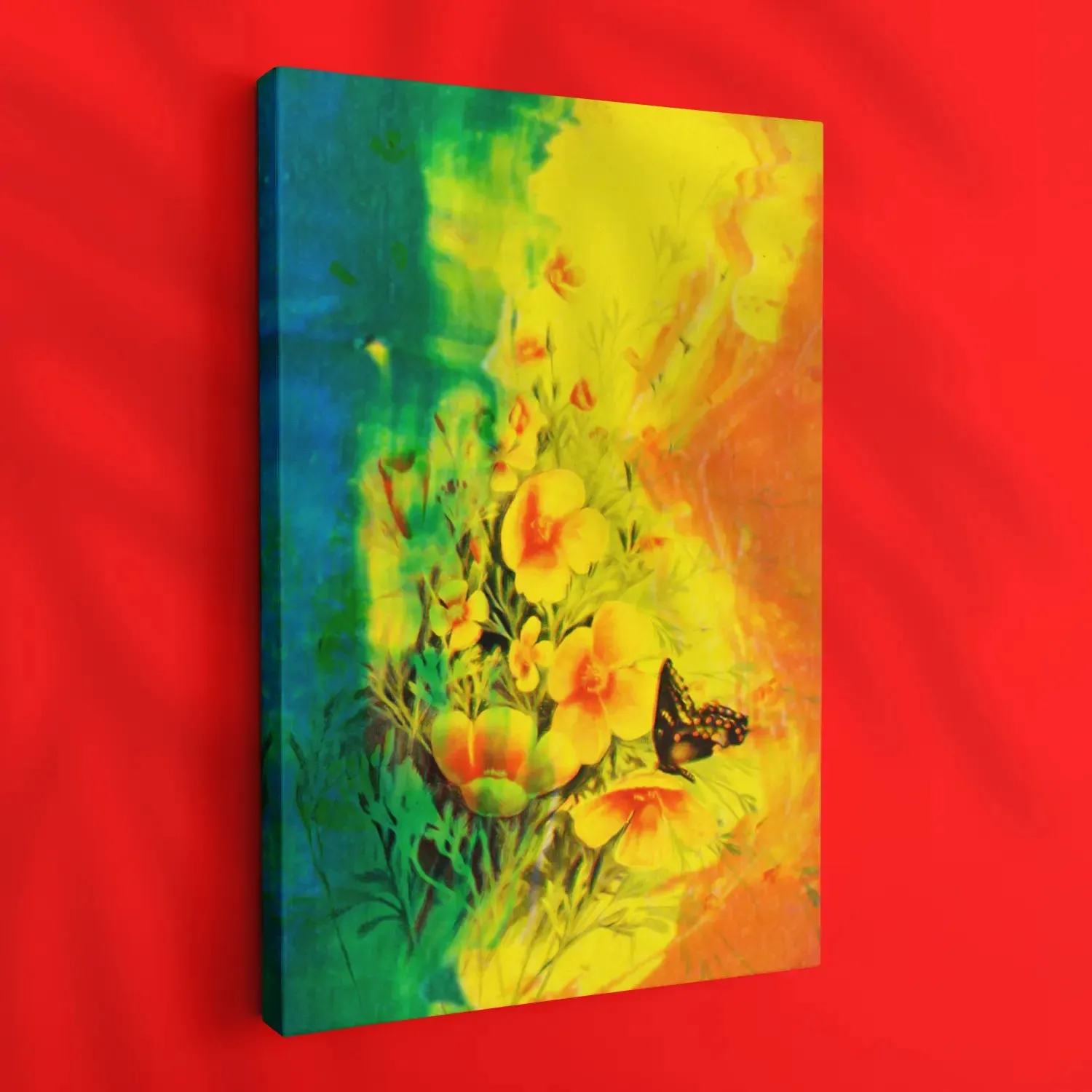 Artwork Of Beautiful Flowers And Butterfly