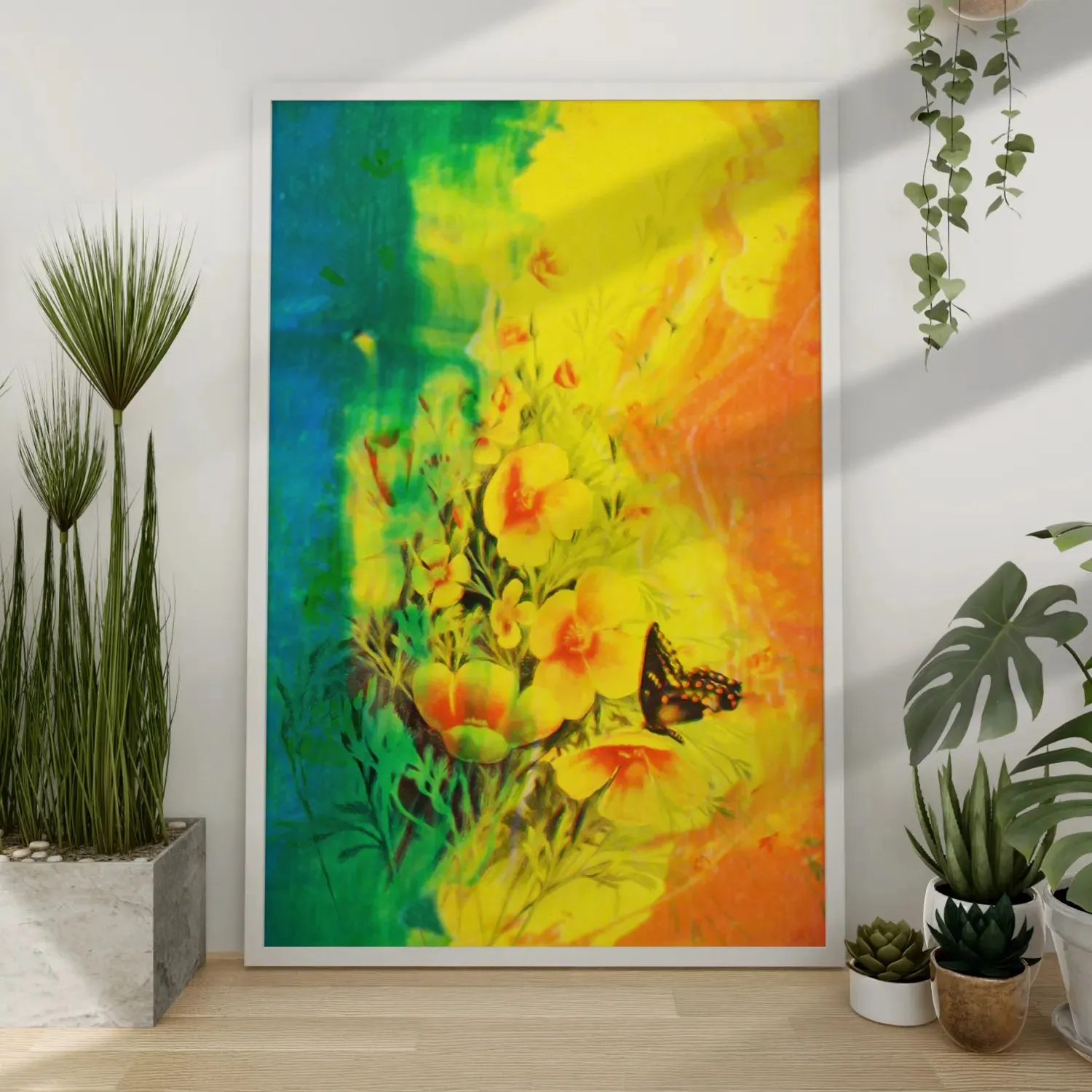 Artwork Of Beautiful Flowers And Butterfly