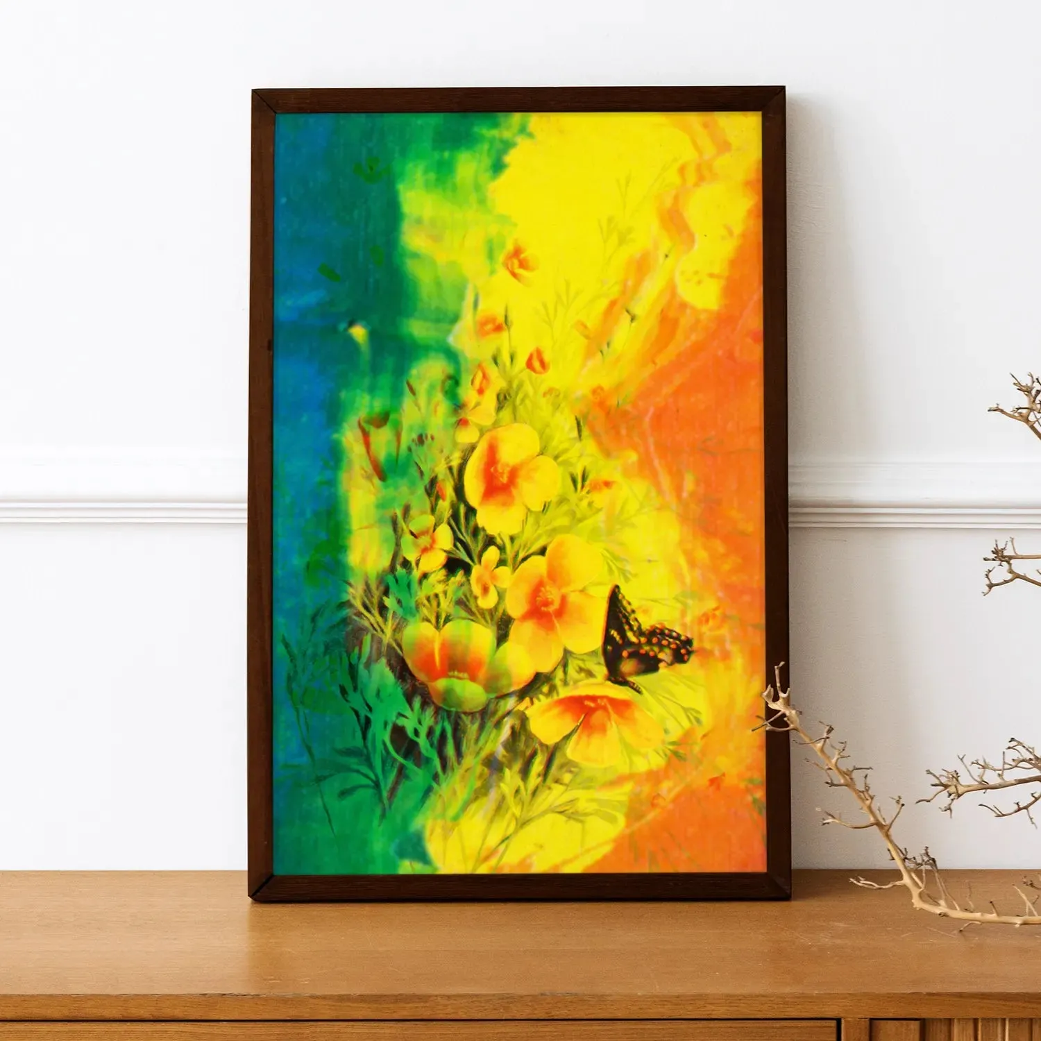 Artwork Of Beautiful Flowers And Butterfly