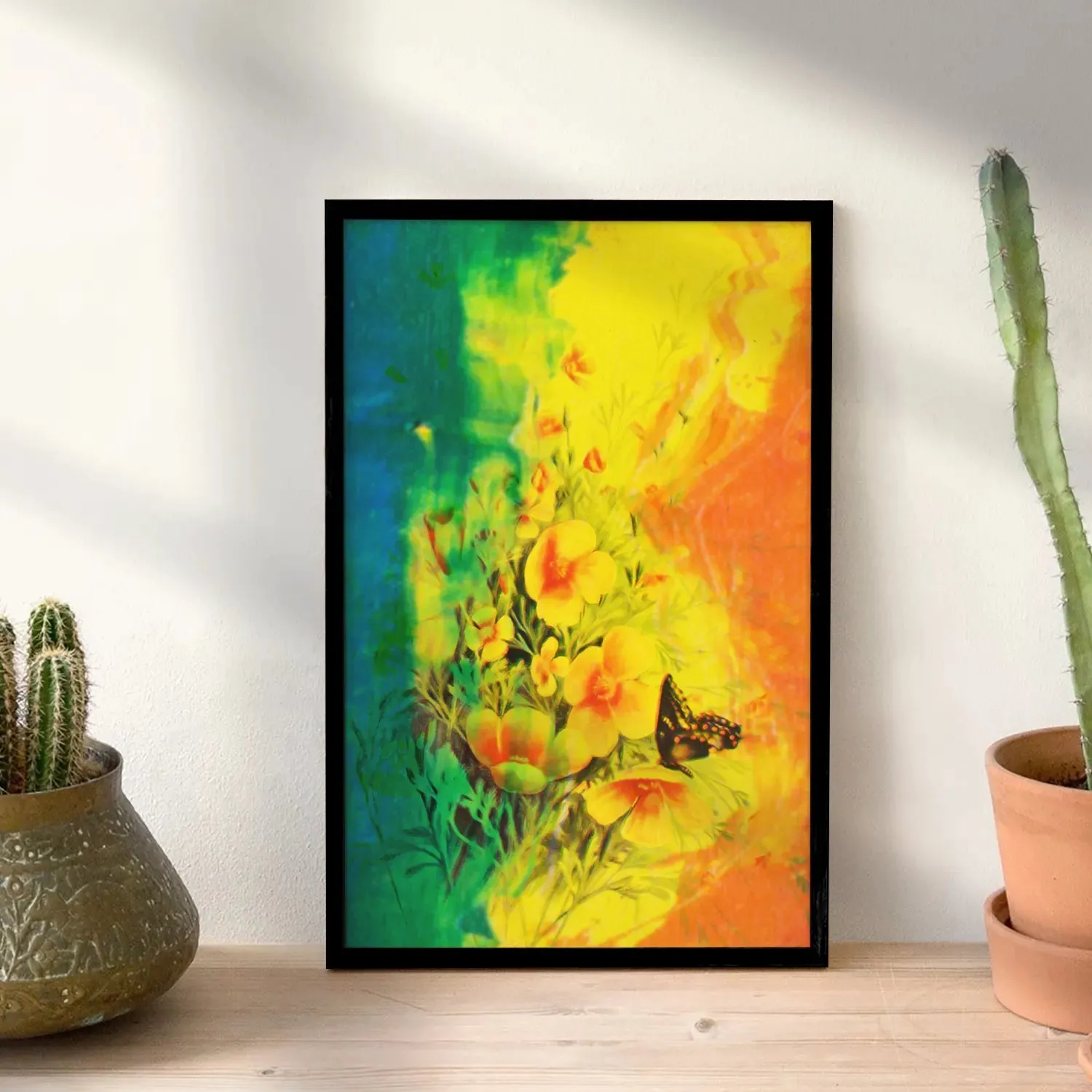 Artwork Of Beautiful Flowers And Butterfly