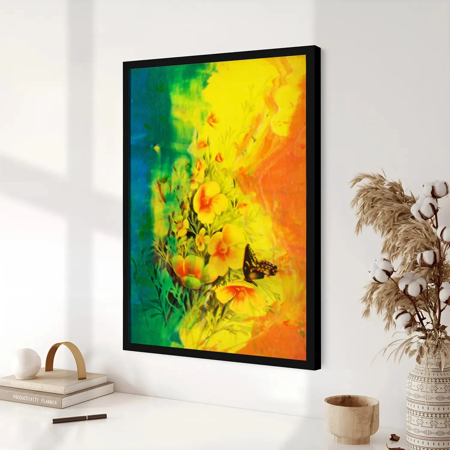Artwork Of Beautiful Flowers And Butterfly