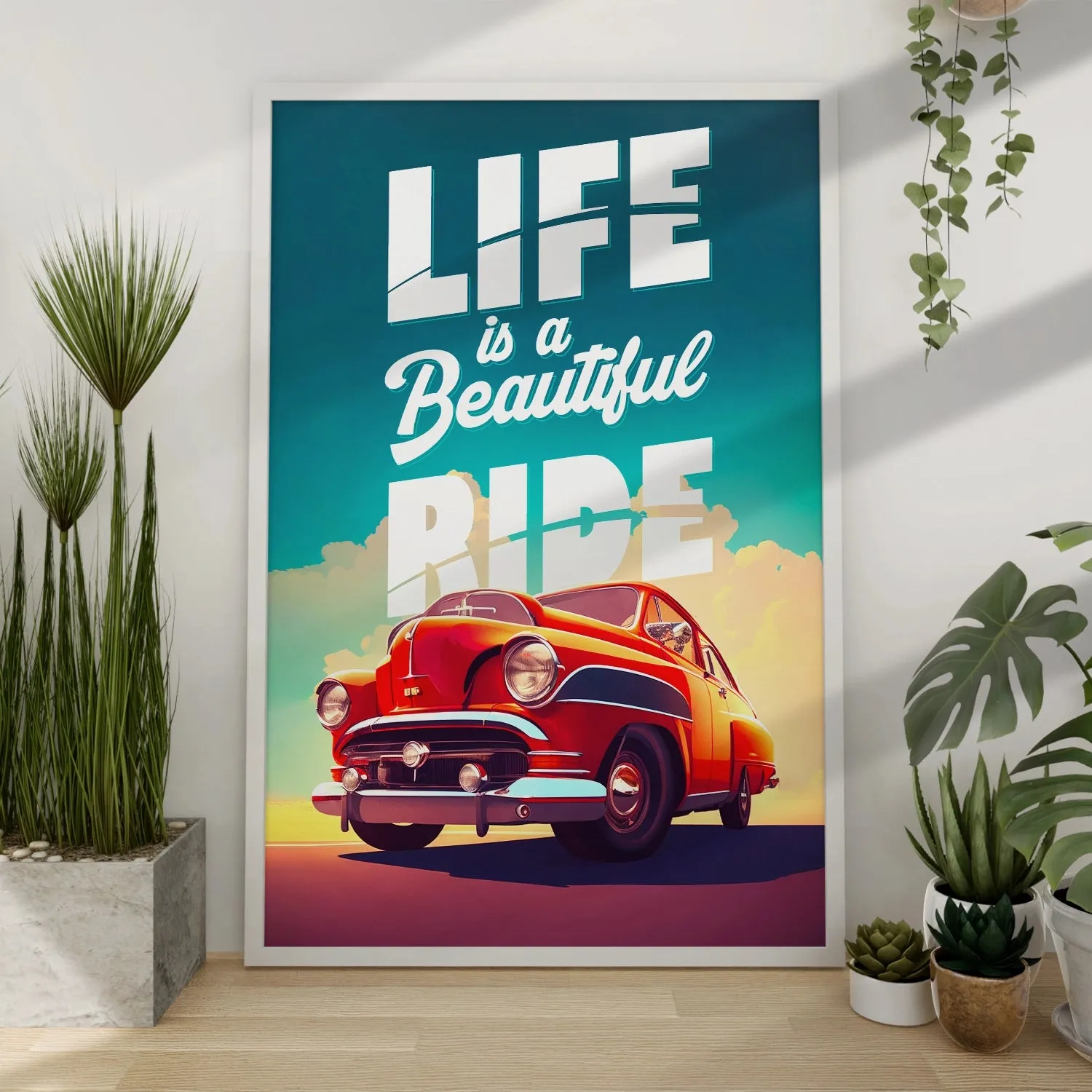 Artwork Of Car With Quote About Life And Ride