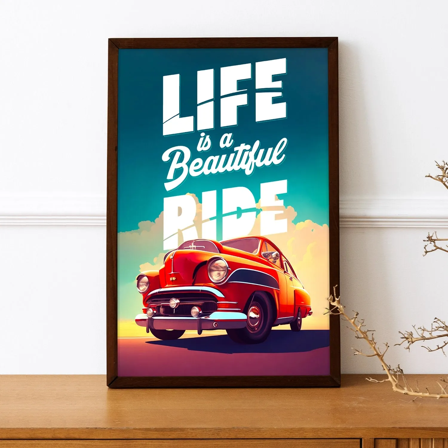 Artwork Of Car With Quote About Life And Ride