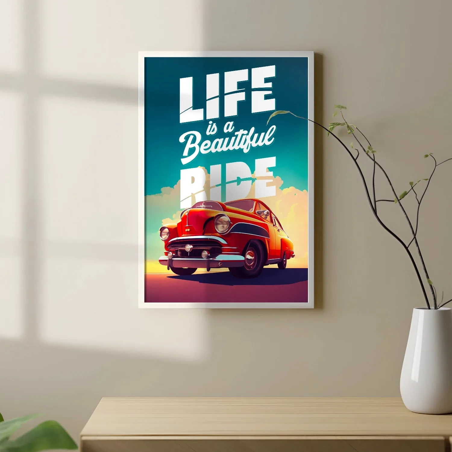 Artwork Of Car With Quote About Life And Ride