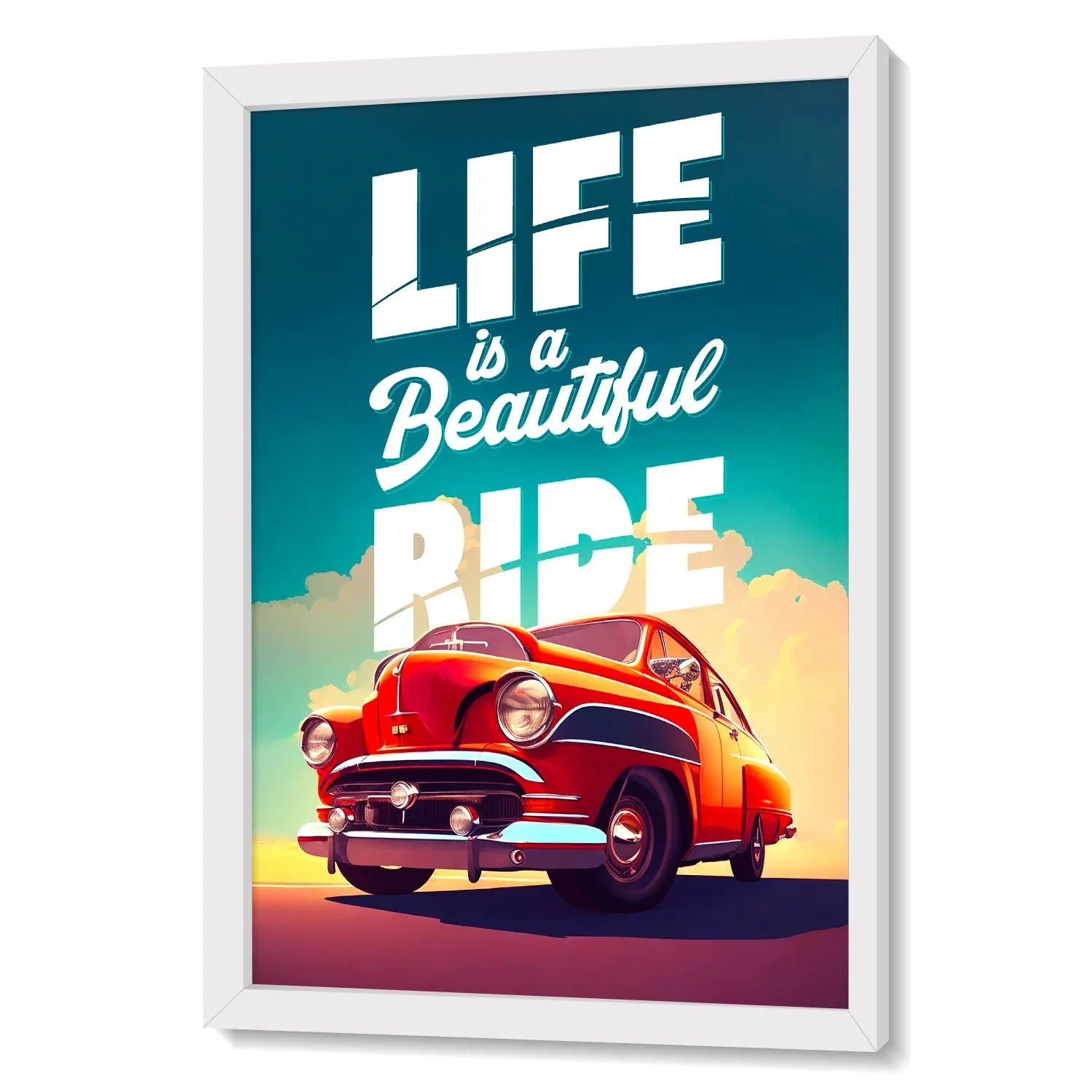 Artwork Of Car With Quote About Life And Ride