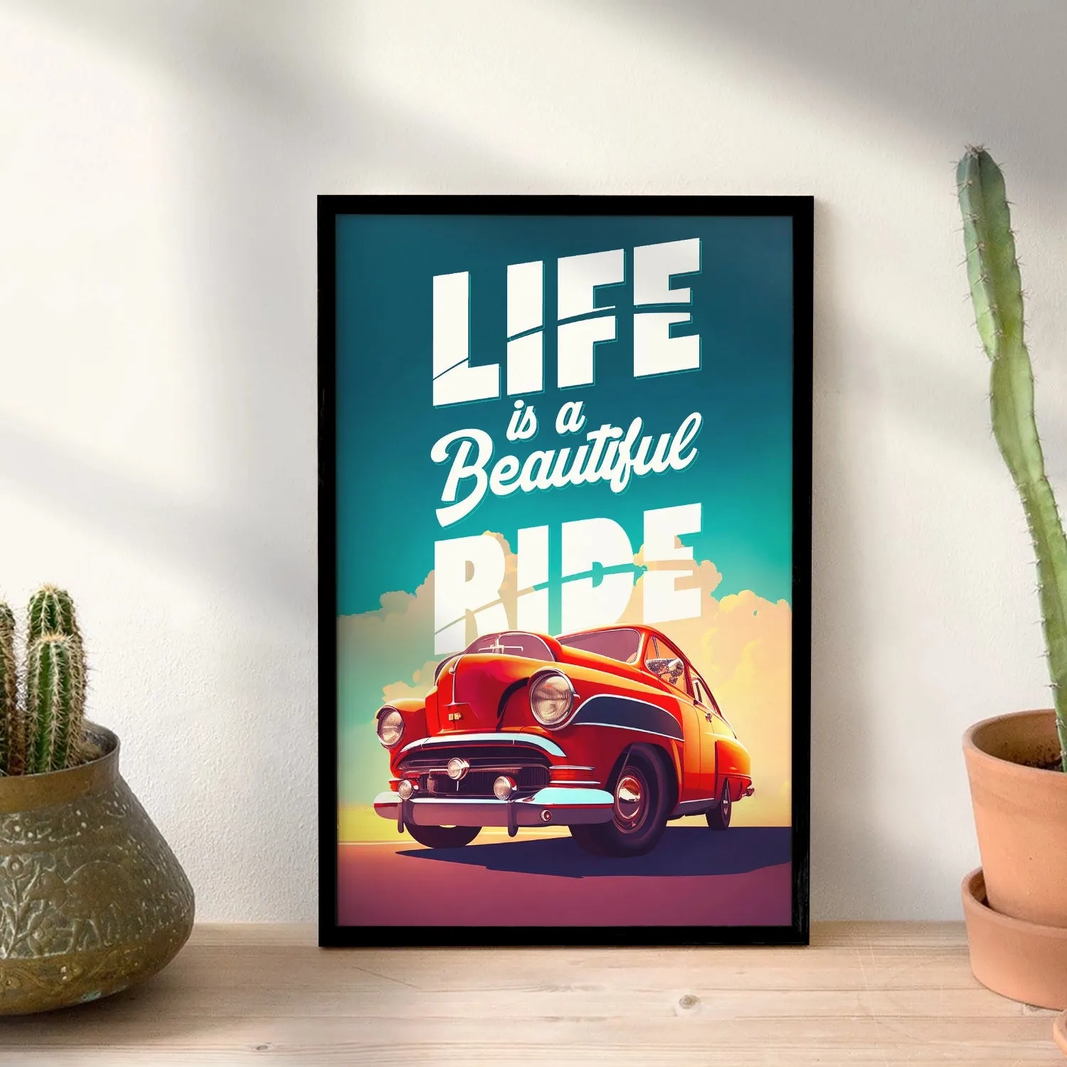 Artwork Of Car With Quote About Life And Ride