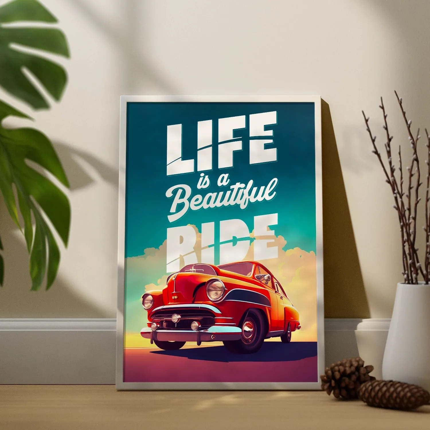 Artwork Of Car With Quote About Life And Ride
