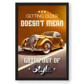Artwork Of Vintage Car With Quote
