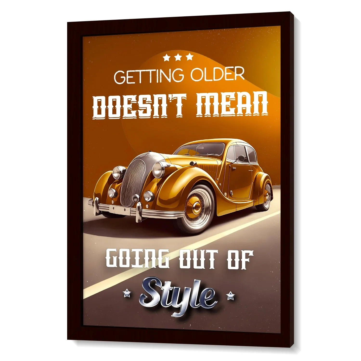 Artwork Of Vintage Car With Quote