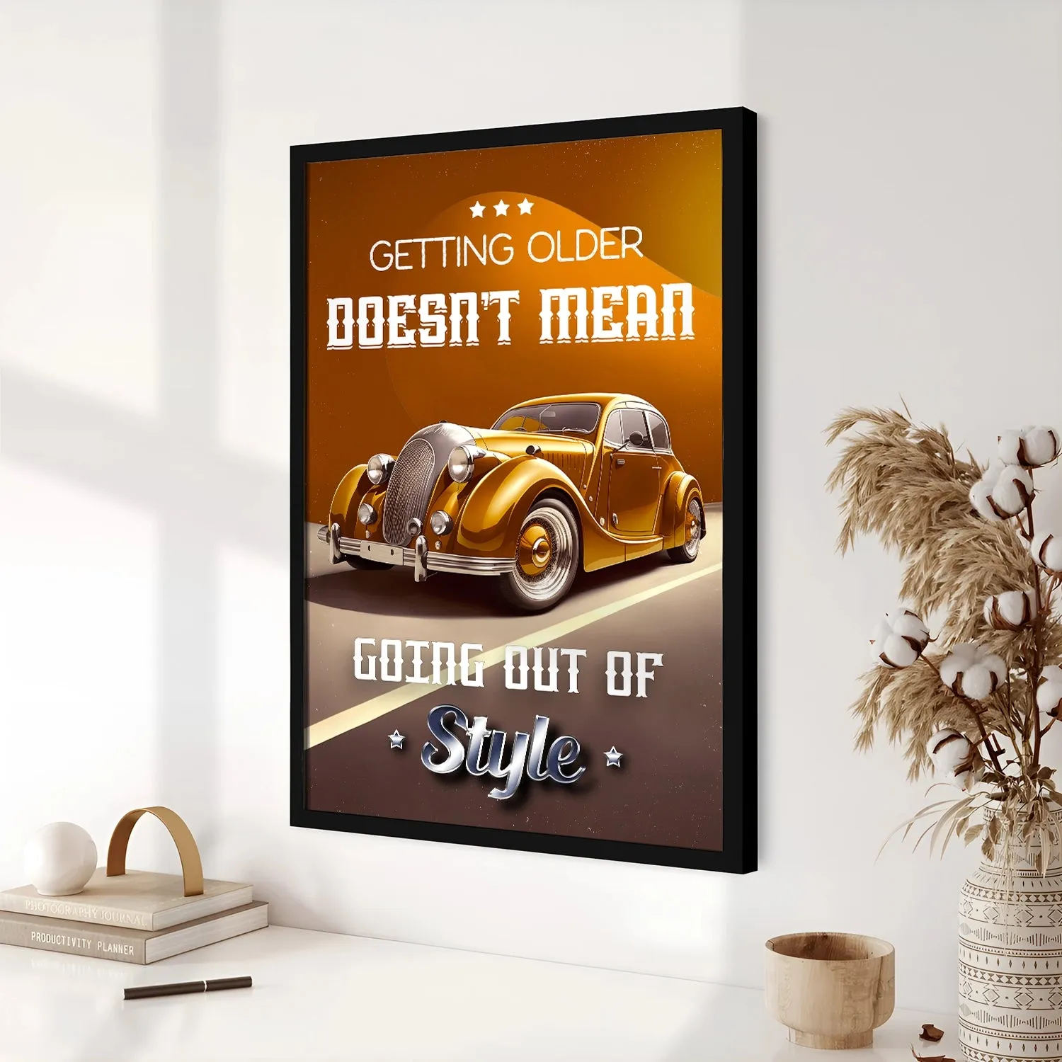 Artwork Of Vintage Car With Quote