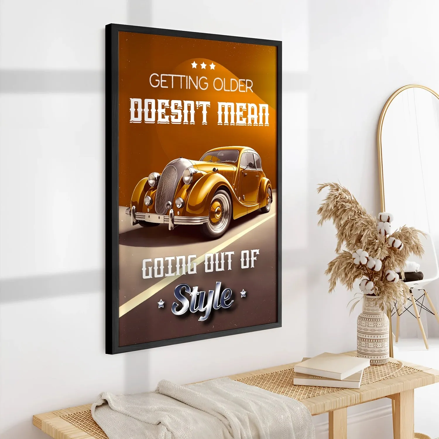 Artwork Of Vintage Car With Quote