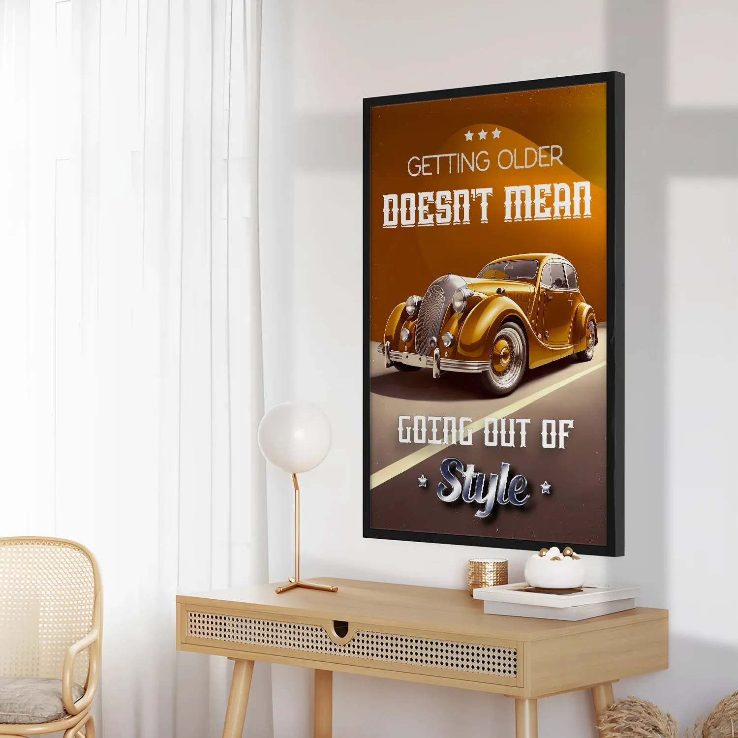 Artwork Of Vintage Car With Quote