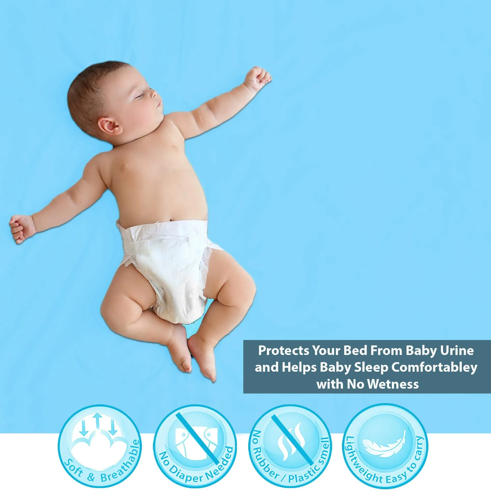 Baby Dry Sheet / Bed Protector Large Blue (Size 100 x 140 CM)