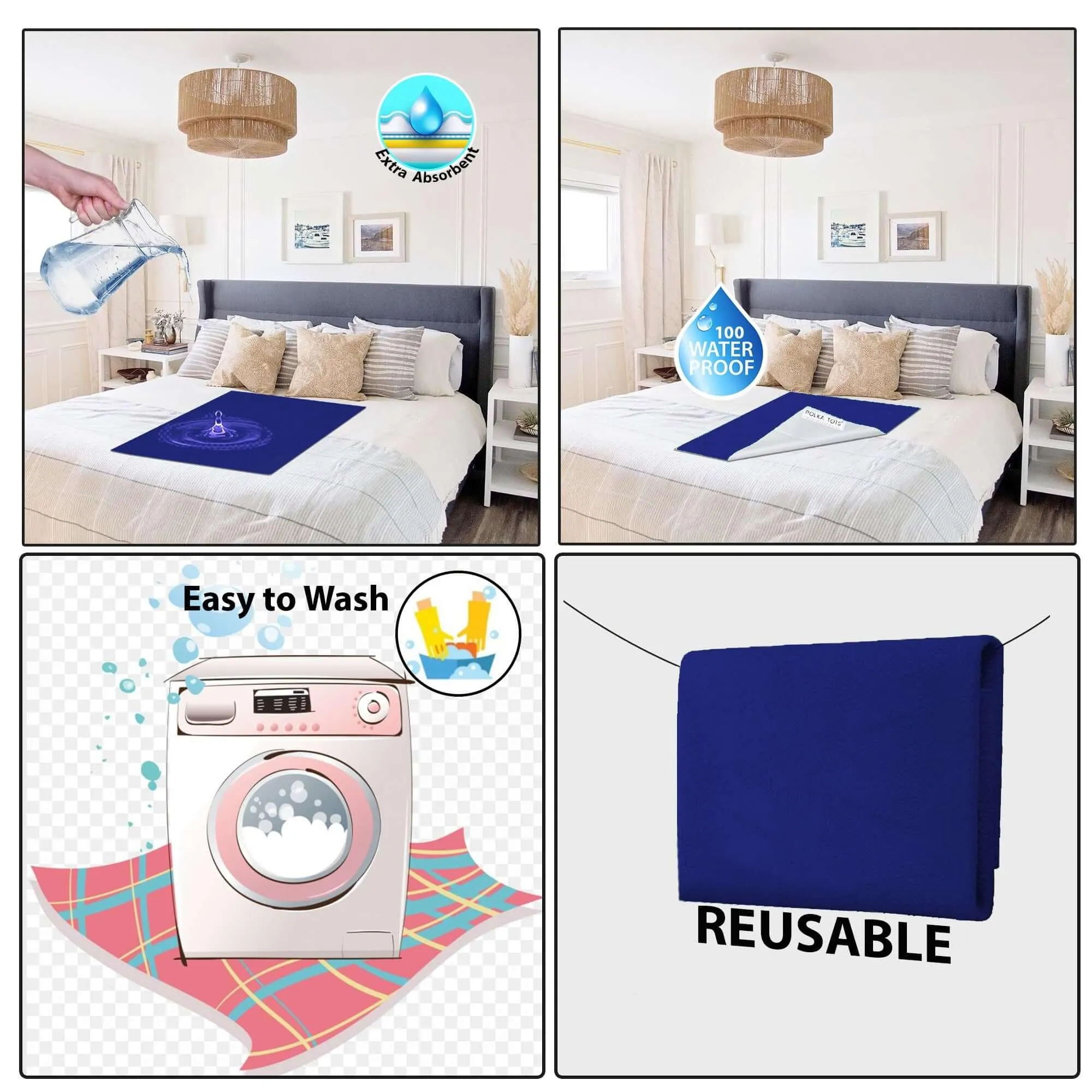 Baby Dry Sheet / Bed Protector Large Dark Blue (Size 100 x 140 CM)