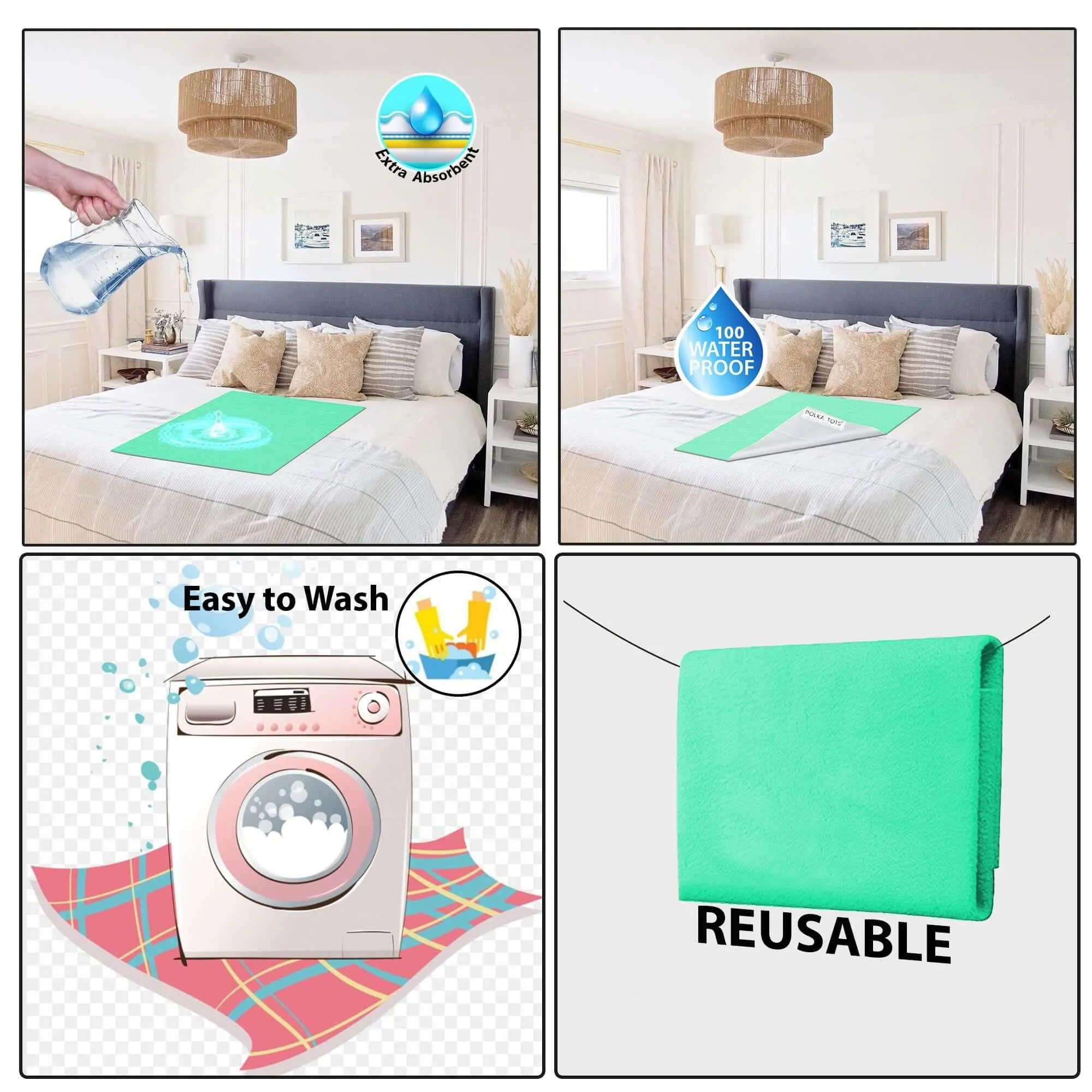 Baby Dry Sheet / Bed Protector Small Mint (Size 50 x 70 CM)