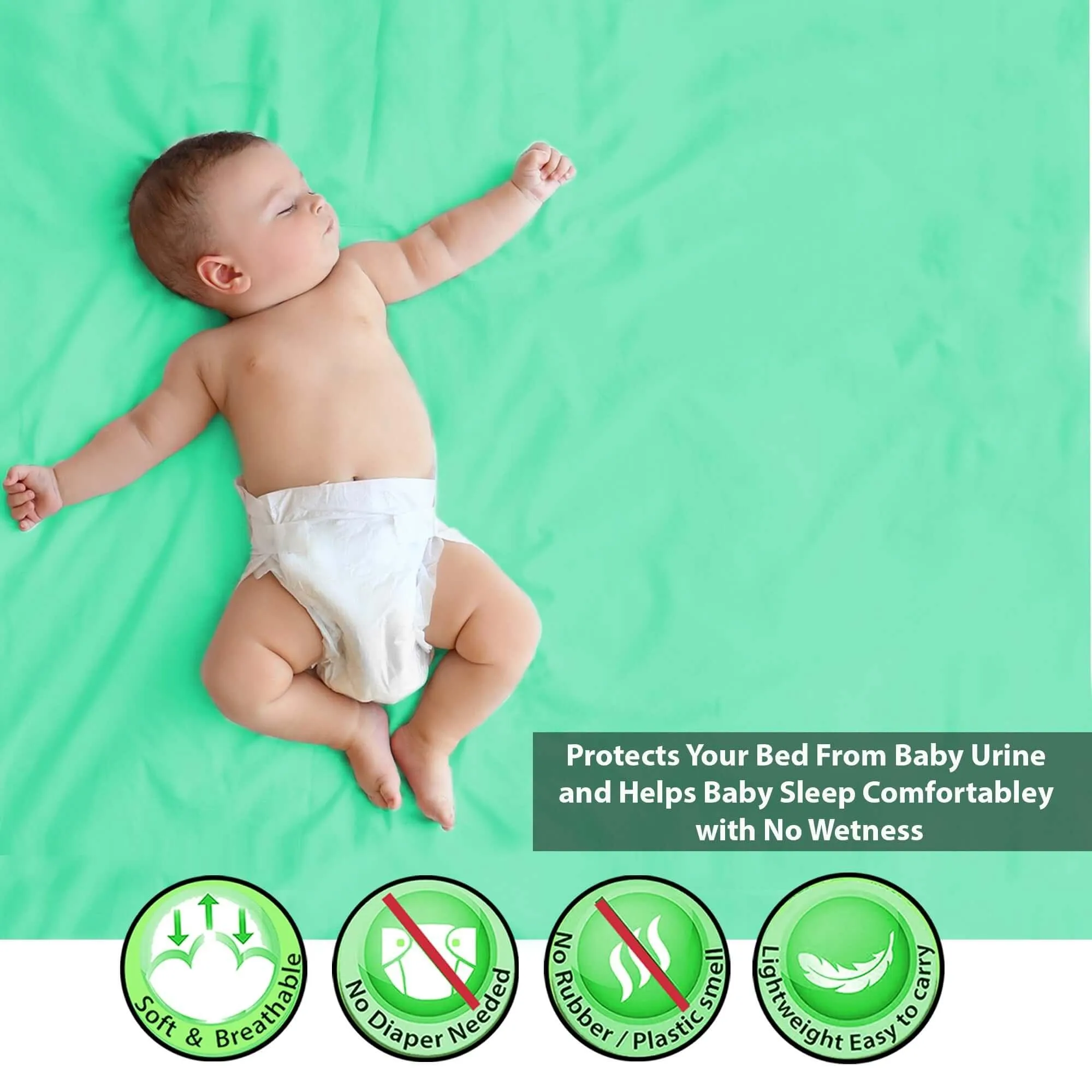 Baby Dry Sheet / Bed Protector Small Mint (Size 50 x 70 CM)