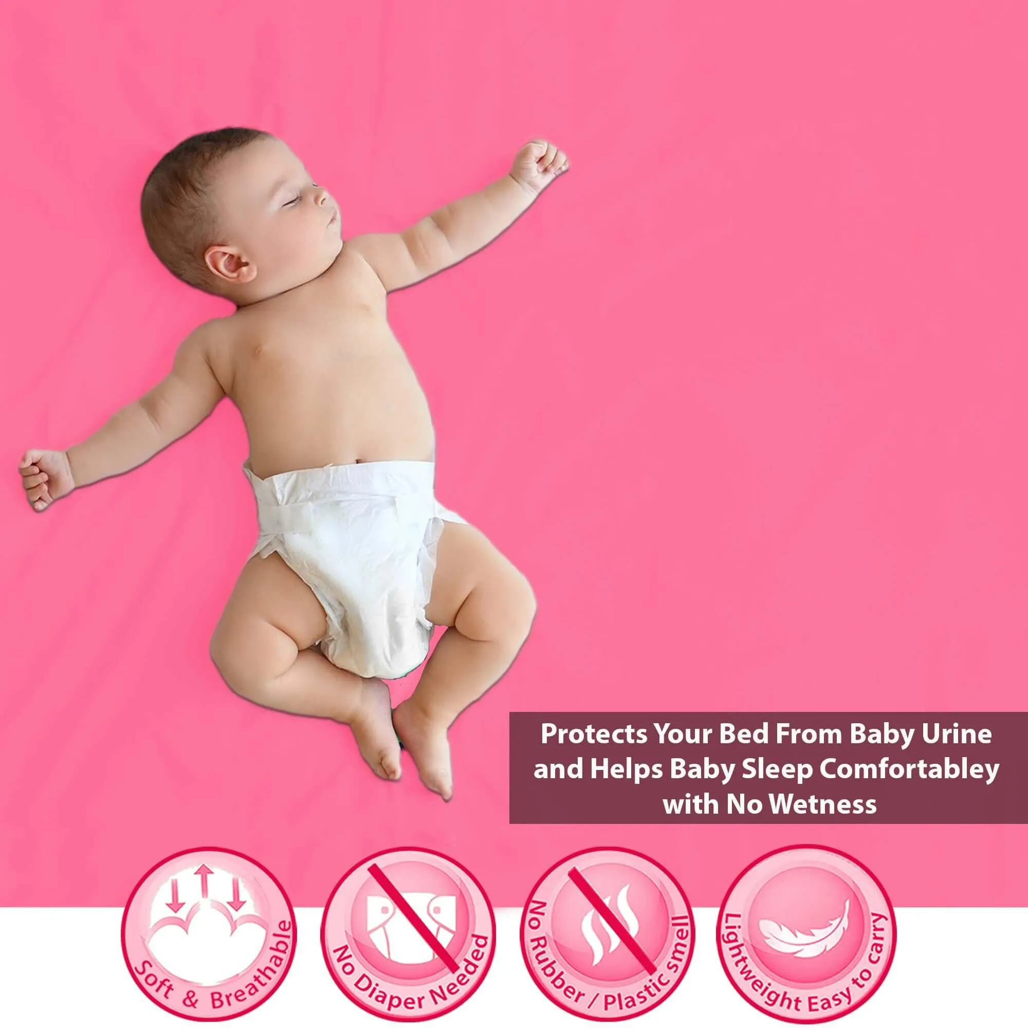 Baby Dry Sheet / Bed Protector Small Pink (Size 50 x 70 CM)