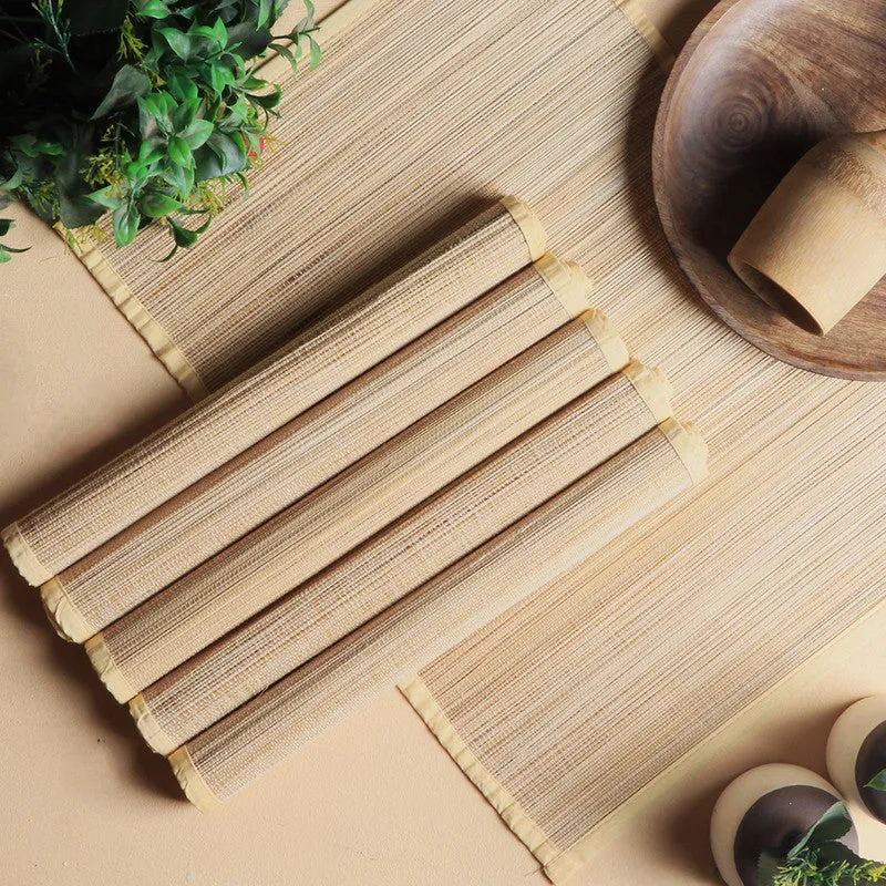 Bamboo Placemat | Table Mats | Beige | 33 x 50 cm | Set of 6