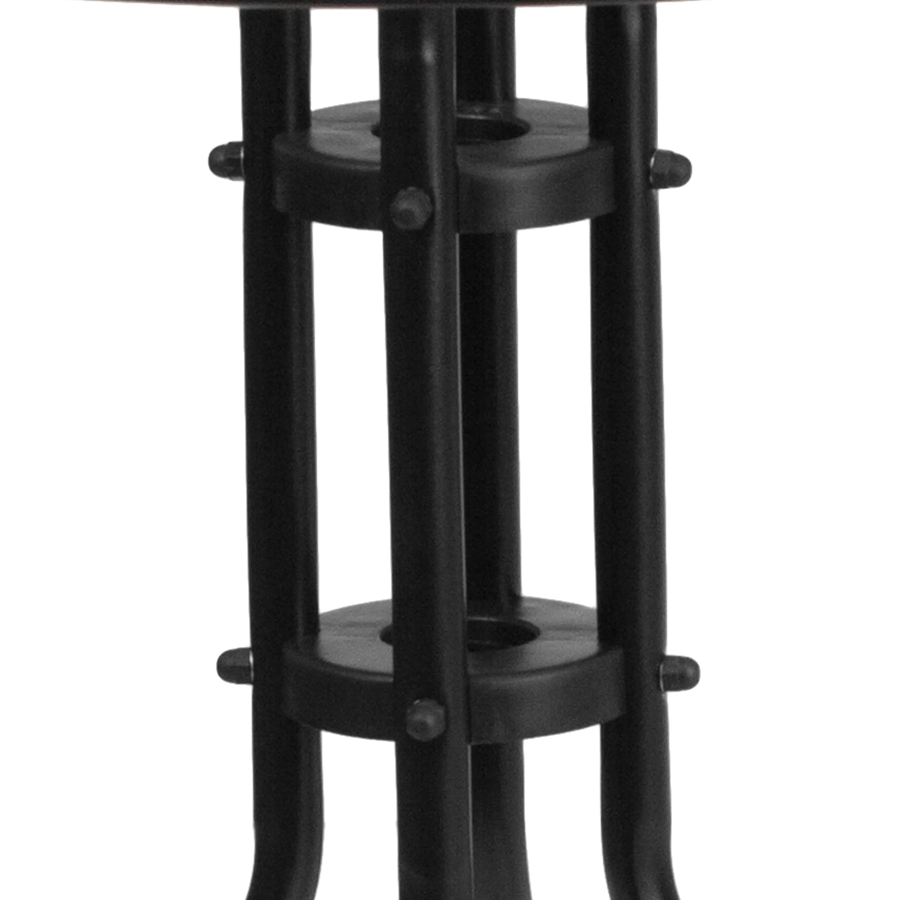Barker 28'' Round Tempered Glass Metal Table with Rattan Edging