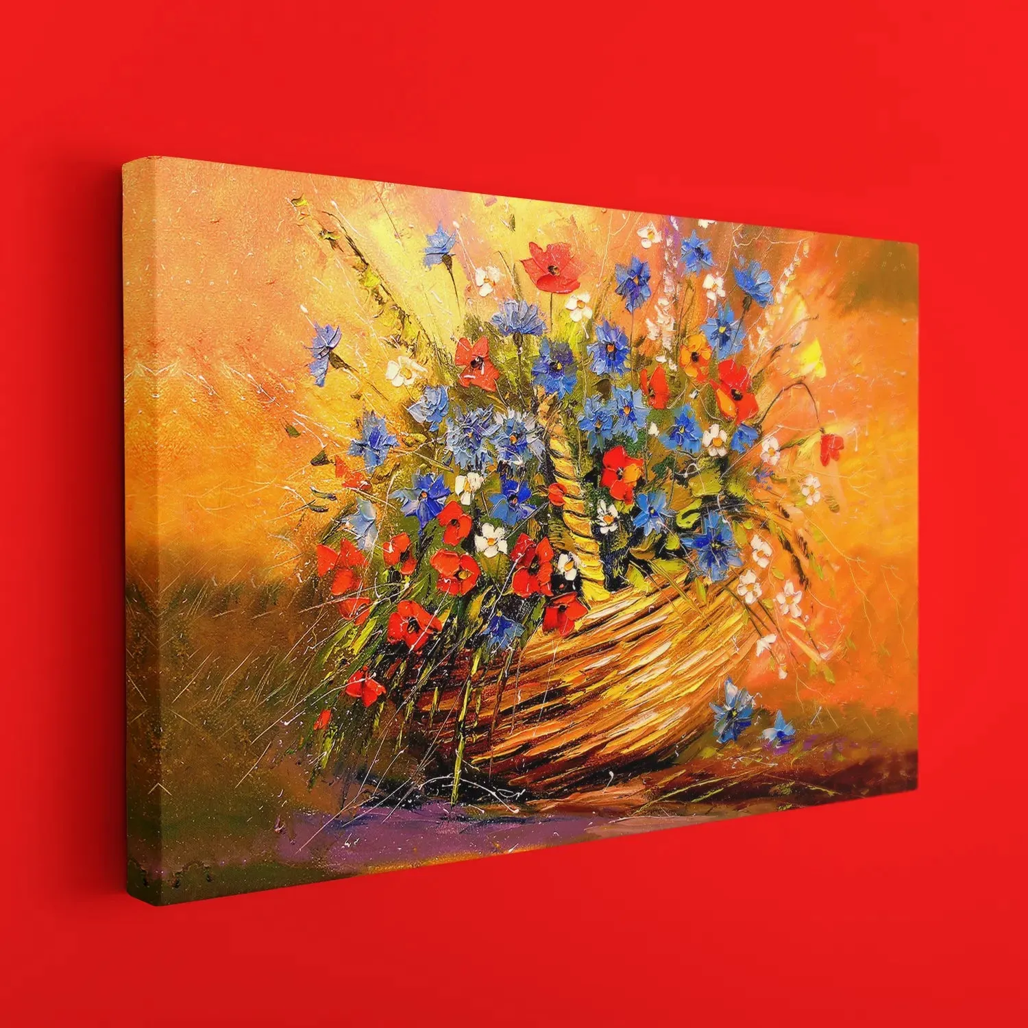 Basket Full Of Nature Flowers