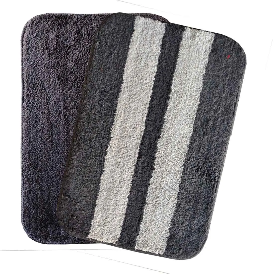 Black White Stripe Anti-Slip Bath Mats - Set Of 2 (60*40cm)
