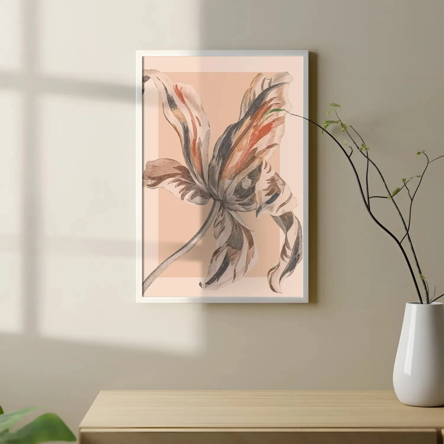 Blooming Flower Colored Pencil Sketch Style
