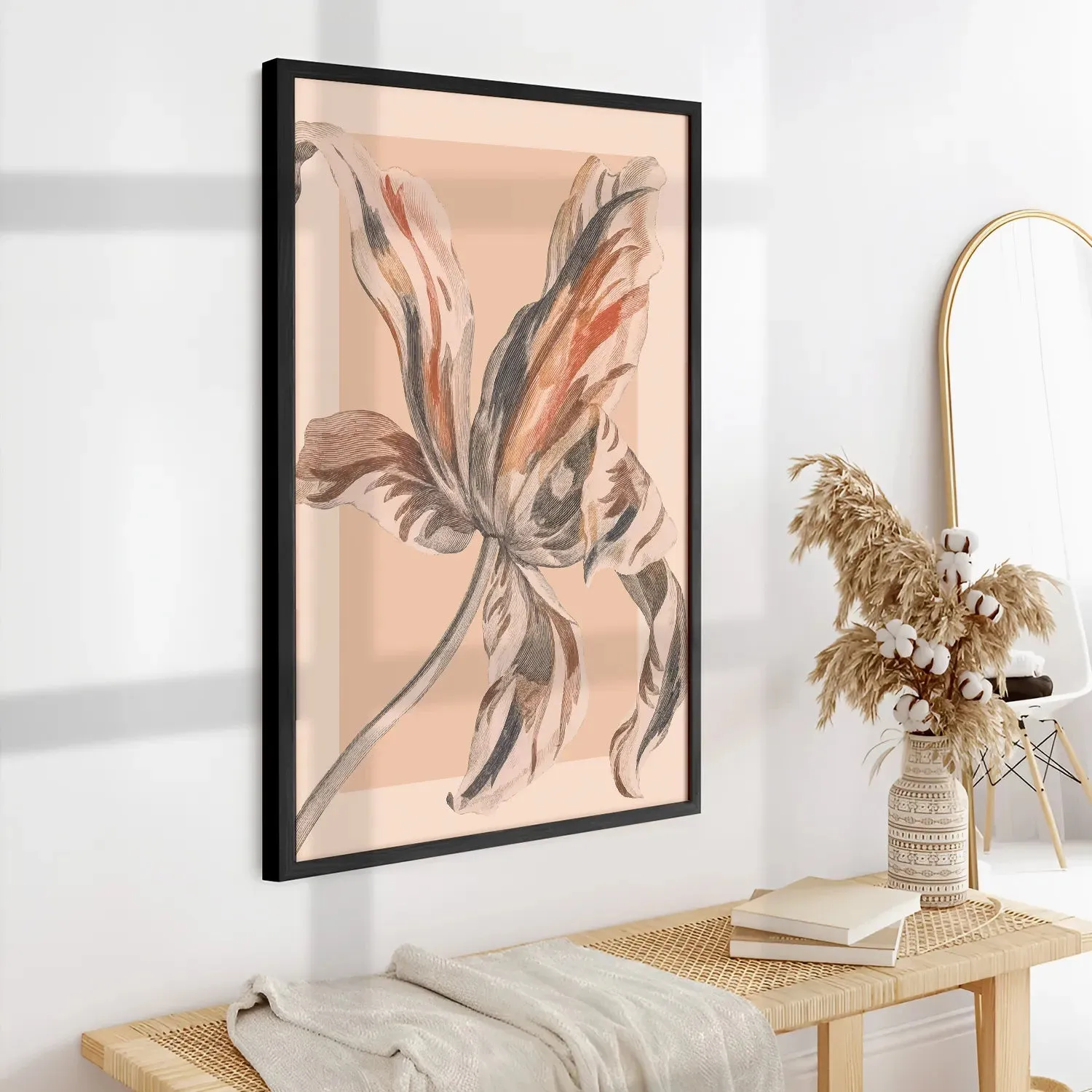 Blooming Flower Colored Pencil Sketch Style