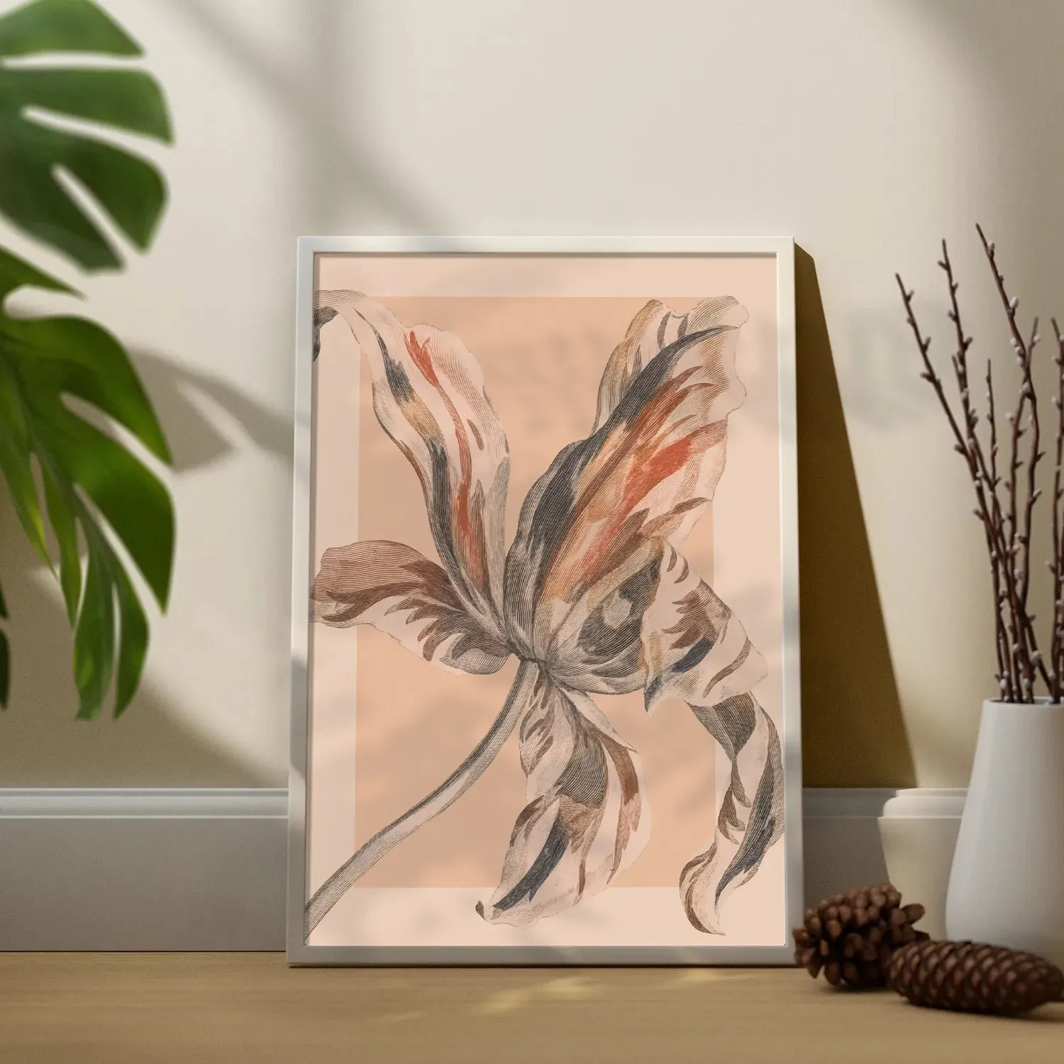 Blooming Flower Colored Pencil Sketch Style
