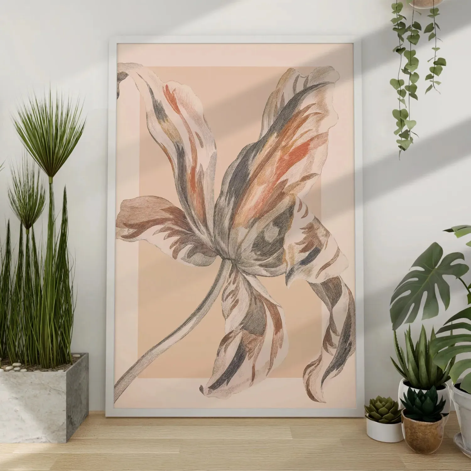 Blooming Flower Colored Pencil Sketch Style