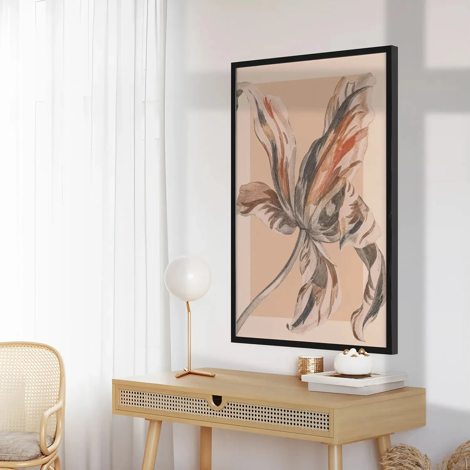 Blooming Flower Colored Pencil Sketch Style